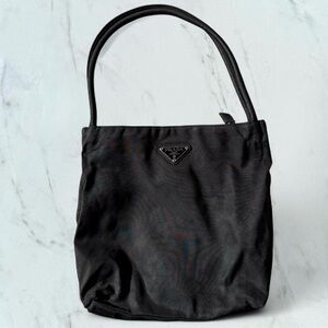 Prada Black Nylon Shoulder Bag with Top Handle
